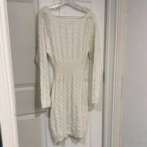 Ally.  Cable Knit Sweater Dress - Cream